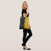 Elegant faux Gold glitter monogram zwarte diamant Tote Bag (Op model)