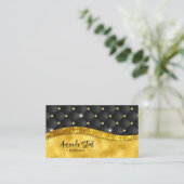 Elegant faux Gold glitter monogram zwarte diamant Visitekaartje (Staand voorkant)