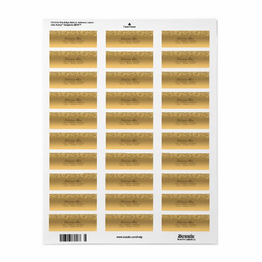 Elegant Faux Gold Glitter Return Address Label (Full Sheet)