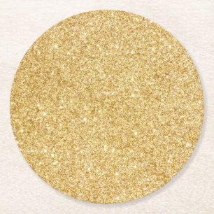 Elegant Faux Gold Glitter Ronde Kartonnen Onderzetter