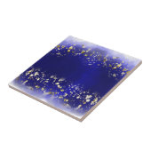 Elegant Faux Gold Glitter sparkle Blue  Tegeltje (Zijkant)