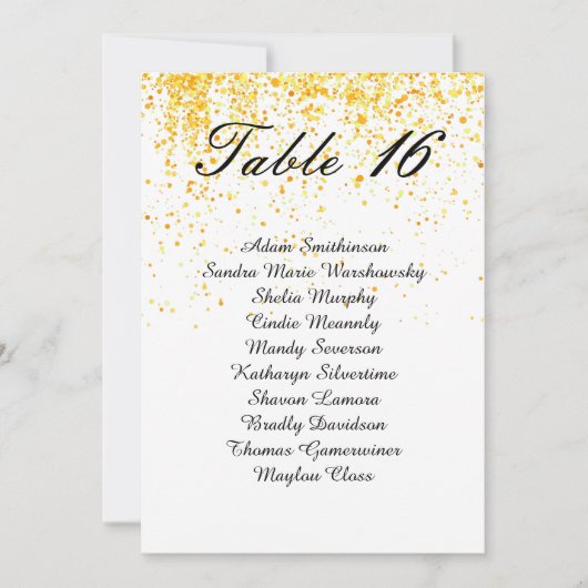 Elegant Faux gold glitter Table Number Aankondiging (Voorkant)