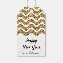 Elegant Faux Gold Glitter White Happy Nieuwjaar
