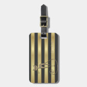 Elegant Faux Gold Glittery Cat Gold Stripe Bagagelabel (Voorkant verticaal)