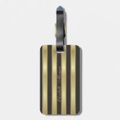 Elegant Faux Gold Glittery Cat Gold Stripe Bagagelabel (Achterkant verticaal)