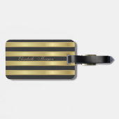 Elegant Faux Gold Glittery Cat Gold Stripe Bagagelabel (Achterkant horizontaal)