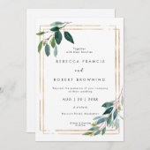elegant faux gold & greenery bruiloft uitnodiging (Voorkant / Achterkant)