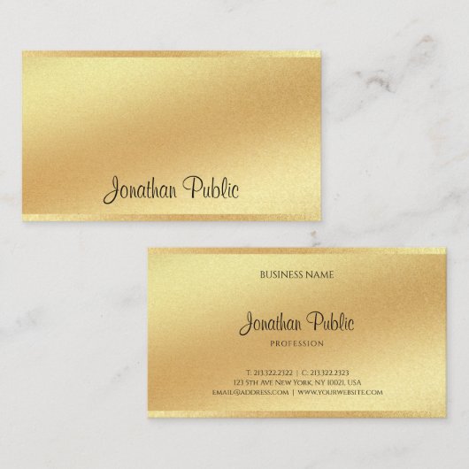 Elegant Faux Gold Hand Script Cool Uitstekende loo Visitekaartje (Voorkant / Achterkant)