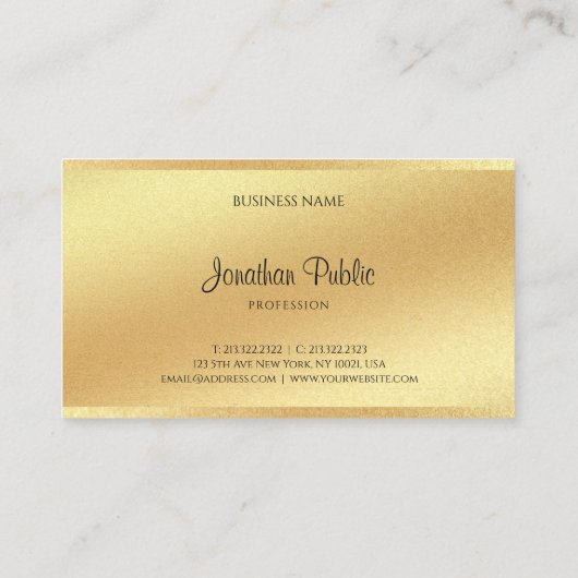 Elegant Faux Gold Hand Script Cool Uitstekende loo Visitekaartje (Achterkant)