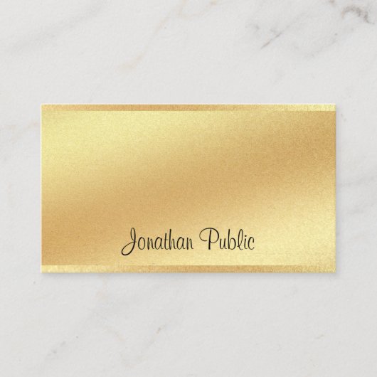 Elegant Faux Gold Hand Script Cool Uitstekende loo Visitekaartje (Voorkant)