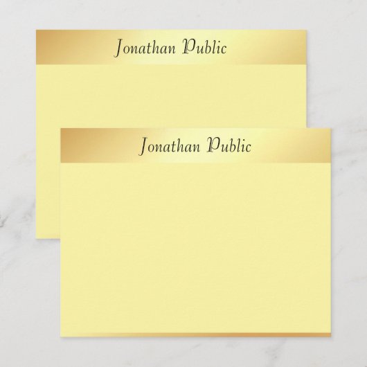 Elegant Faux Gold Handwrited Script-Sjabloon Notitiekaartje (Voorkant / Achterkant)