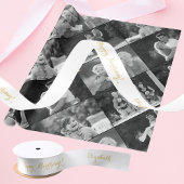 Elegant Faux Gold Happy Birthday Eigen naam Wit Satijnen Lint