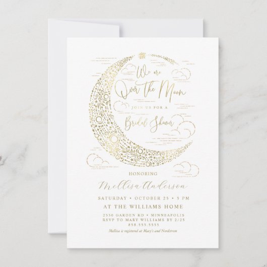 Elegant Faux Gold Harvest Moon Vrijgezellenfeest Kaart (Voorkant)