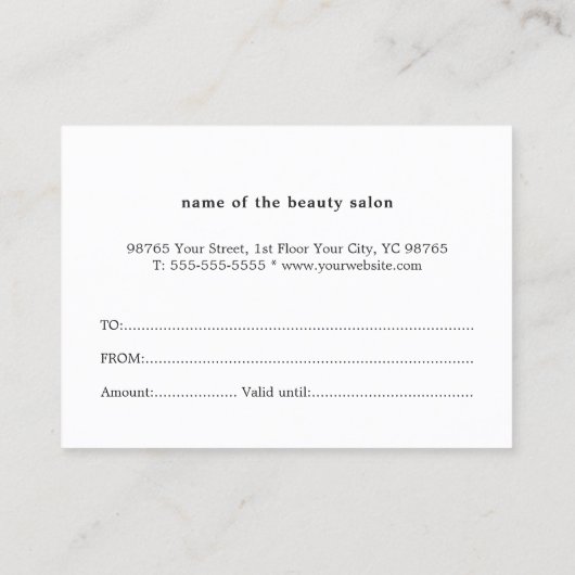 Elegant Faux Gold Heart Beauty Gift Certificate Kortingskaartje (Achterkant)