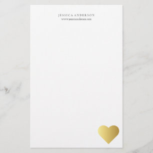 Elegant Faux Gold Heart gepersonaliseerd Briefpapier