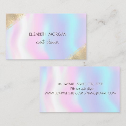 Elegant Faux Gold, holografisch Visitekaartje (Voorkant / Achterkant)