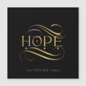 Elegant Faux Gold Hope Calligraphy Script op Black (Voorkant)