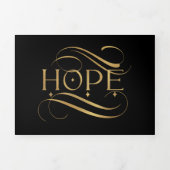 Elegant Faux Gold Hope Calligraphy Script op Black Drieluik Wenskaart (Cover)