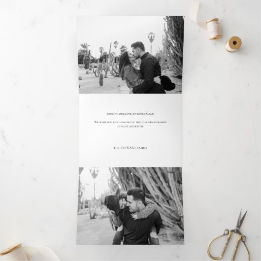 Elegant Faux Gold Hope Calligraphy Script op Black Drieluik Wenskaart (Binnen)