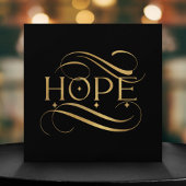 Elegant Faux Gold Hope Calligraphy Script op Black Feestdagenkaart