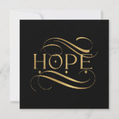 Elegant Faux Gold Hope Calligraphy Script op Black Feestdagenkaart (Voorkant)