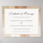 Elegant Faux Gold huwelijksakte Poster (Voorkant)