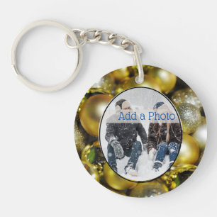 Elegant Faux Gold kerstfamilie Foto Lijst Sleutelhanger