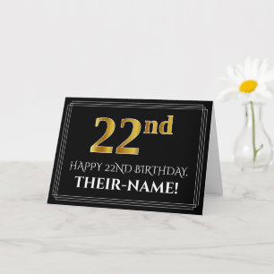 Elegant Faux Gold Kijk "22e" verjaardag + naam Kaart
