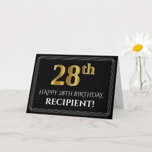 Elegant Faux Gold Kijk "28th" Birthday + naam Kaart