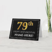 Elegant Faux Gold Kijk "79th" Birthday + naam Kaart (Voorkant)