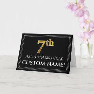 Elegant Faux Gold Kijk "7th Birthday" + naam Kaart