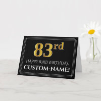 Elegant Faux Gold Kijk "83rd" Birthday + naam