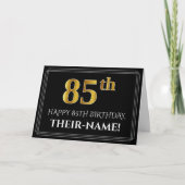 Elegant Faux Gold Kijk "85th" Birthday + naam Kaart (Voorkant)
