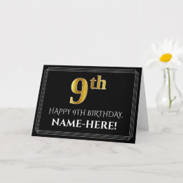 Elegant Faux Gold Kijk "9th Birthday" + naam Kaart