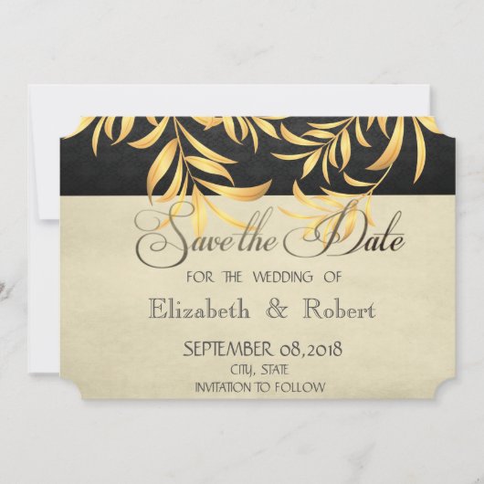 Elegant  Faux Gold laat de datum op Save The Date (Voorkant)