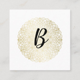 Elegant Faux Gold Lace - Calligrafie Monogram Vierkante Visitekaartje