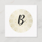 Elegant Faux Gold Lace - Calligrafie Monogram Vierkante Visitekaartje (Voorkant)
