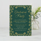 Elegant Faux Gold Leaves Gradusive Party Kaart (Staand voorkant)
