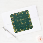 Elegant Faux Gold Leaves Gradusive Party Vierkante Sticker (Envelop)