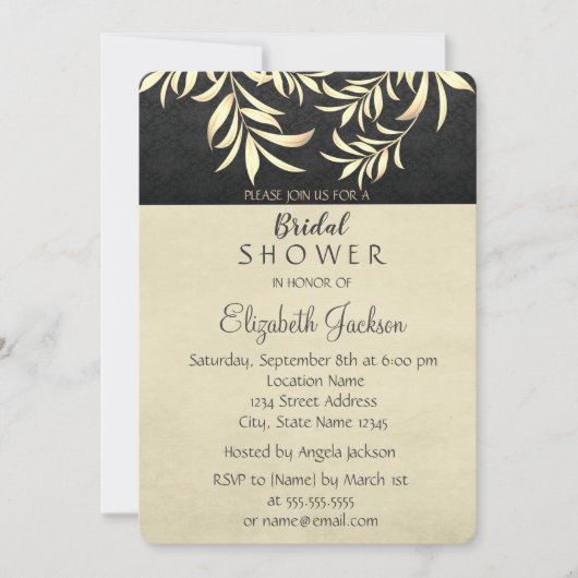 Elegant  Faux Gold Leaves Vrijgezellenfeest Kaart (Voorkant)