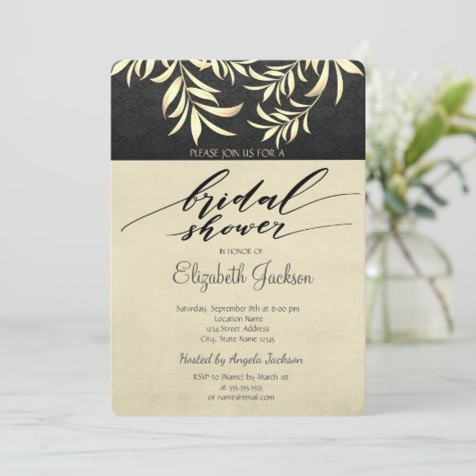 Elegant Faux Gold Leaves Vrijgezellenfeest Kaart (Staand voorkant)