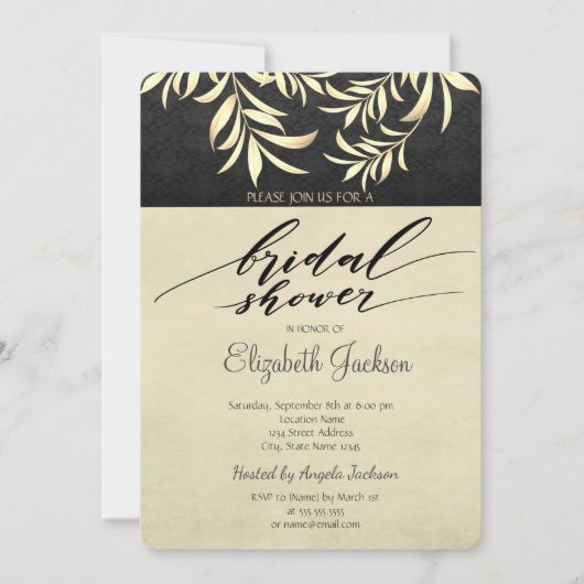 Elegant Faux Gold Leaves Vrijgezellenfeest Kaart (Voorkant)