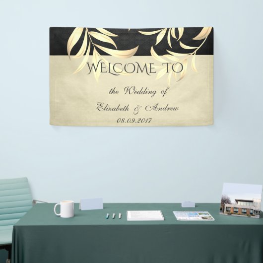 Elegant  Faux Gold Leaves Wedding Banner (Beurs)