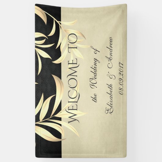 Elegant  Faux Gold Leaves Wedding Banner (Verticaal)