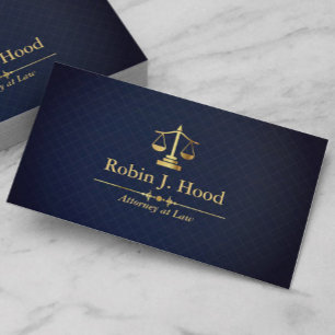 Elegant Faux Gold Libra Dark Blue Grid Lawyer Visitekaartje