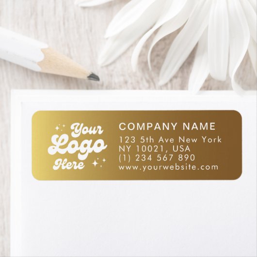 Elegant Faux Gold Logo Website Telefoon Etiket (Insitu)