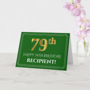 Elegant Faux Gold Look 79e verjaardag, naam (groen Kaart