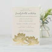ELEGANT FAUX GOLD LOTUS KRAFT WORKSHOP EVENEMENT KAART (Staand voorkant)