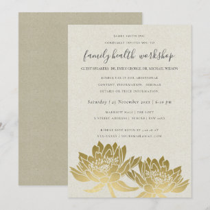 ELEGANT FAUX GOLD LOTUS KRAFT WORKSHOP EVENEMENT KAART