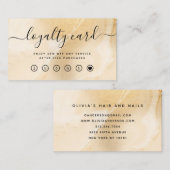 Elegant Faux Gold Marble en modern script Klantenkaartje (Voorkant / Achterkant)